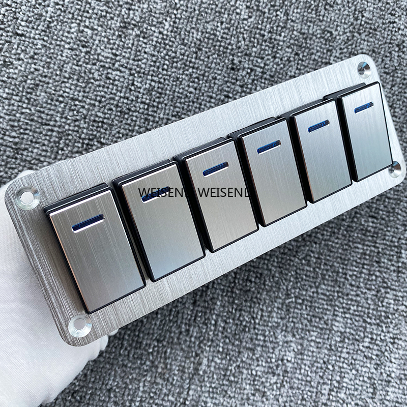 高品質耐久性のある金属 2-8 ロッカースイッチパネルボート車のスイッチパネル 12 V 〜 24 V 過負荷保護 LED ライト付き