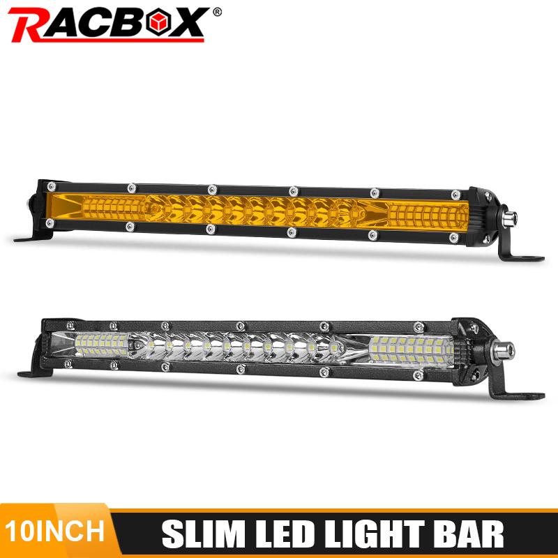 10 "スリム LED ライトバー白黄色 LED バー 78 ワットオフロード 4X4 ワークライトスポットフラッドビーム駆動フォグランプ車のトラック ATV SUV
