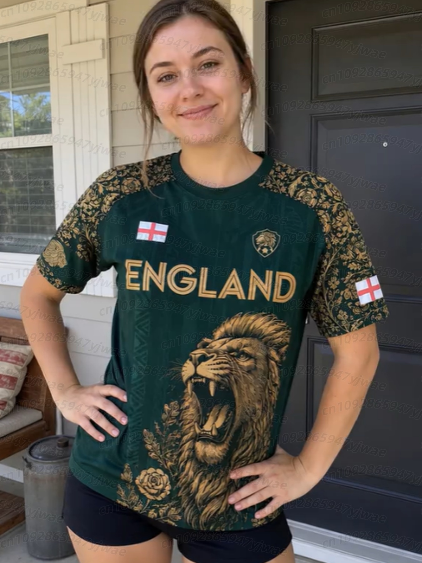 イングランド国旗プリント Tシャツ男性用おかしい 3d ライオンパターン半袖屋外サッカースポーツカジュアルメンズレディース Tシャツ