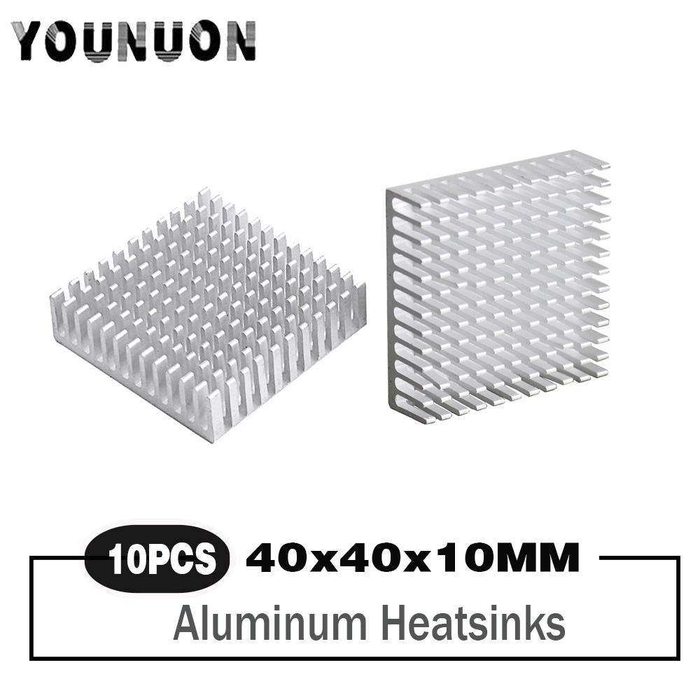 10 個 YOUNUON 4 センチメートル 40 × 40 × 11 ミリメートルアルミヒートシンクヒートシンクラジエーター冷却 cr 電子チップ IC LED と熱伝導性