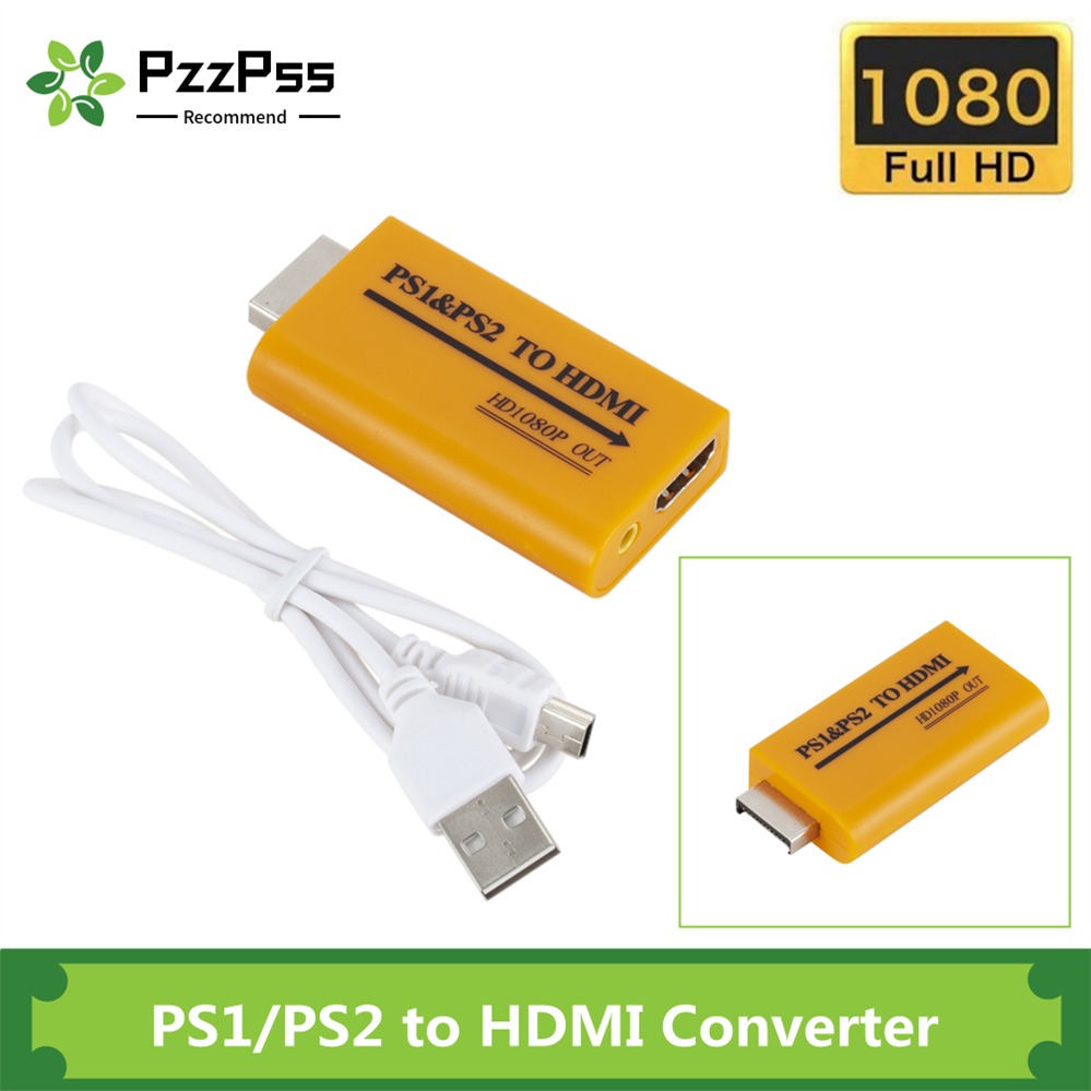 PzzPss PS1/PS2 用 HDMI アダプターコンバーター 最大 1080P 出力 モニタープロジェクター用 ビデオ/オーディオゲーム変換 プラグアンドプレイ
