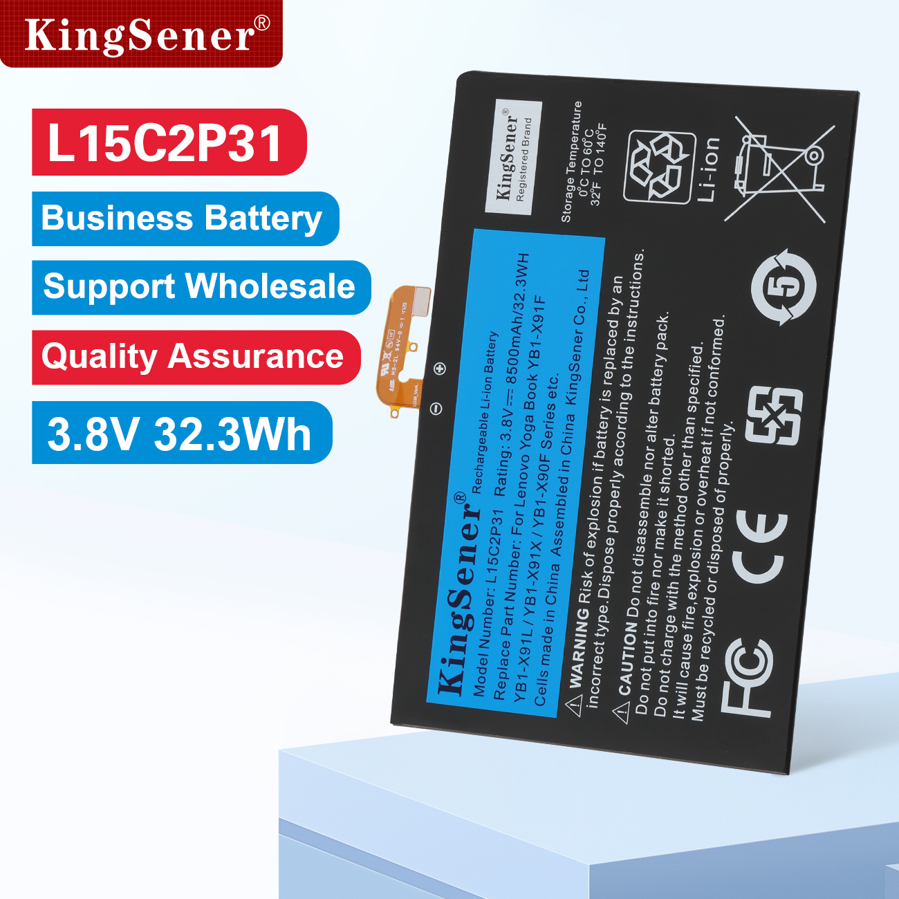 KingSener L15C2P31 8500mAh ノートパソコン用バッテリー（Lenovo Yoga Book YB1-X91F X91L X91X YB1-X90F YB1-X90L シリーズ タブレット用バッテリー）