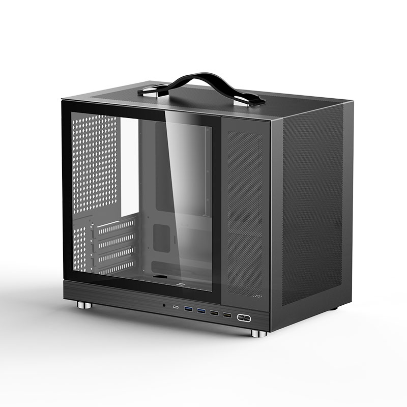 Shiny Snake G350 MATX シャーシ、強化ガラス/メッシュ選択可能、背面接続 MB をサポート、340mm GPU、ATX PSU、最大 5 つの冷却ファン