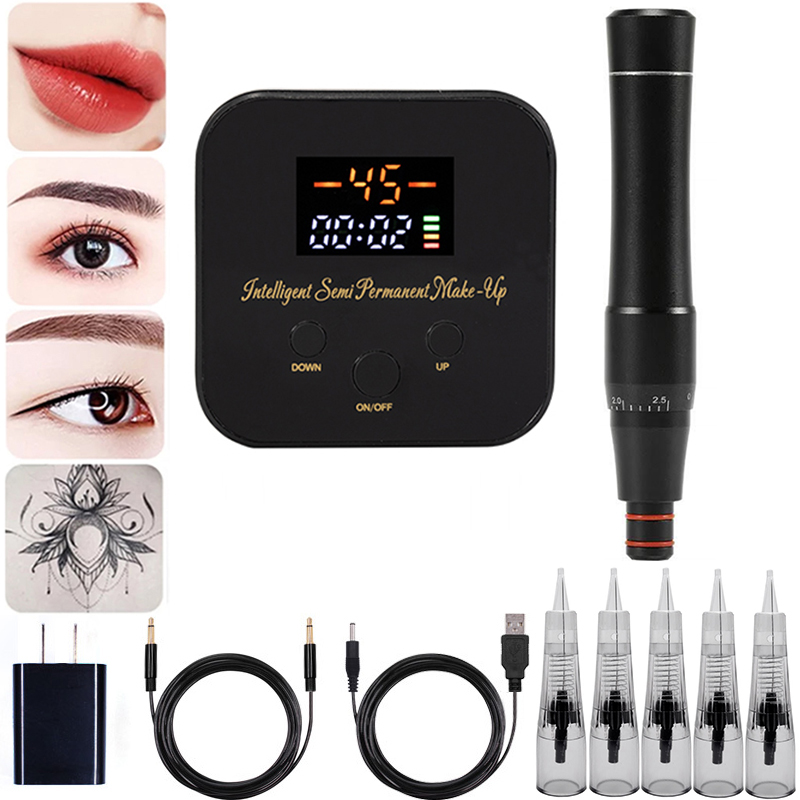 アートメイクマシンプロフェッショナルデジタルロータリータトゥーマシン PMU ペンキット Microblading 眉毛アイライナーリップボディアート