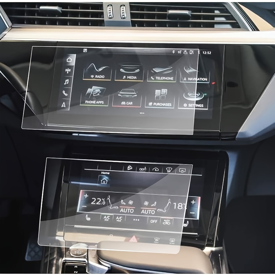 車の強化ガラススクリーンプロテクターアウディ Q7 Q8 E トロン 2019-2025 HD 透明度傷つきにくいタッチスクリーンカバーフィルム 25.65 センチメートル