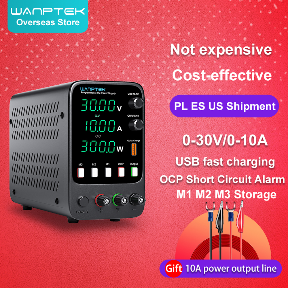 Wanptek 調整可能 DC 電源 30V 10A ラボ用プログラマブルメモリ機能付きベンチ電源電圧レギュレータスイッチ 60V 5A