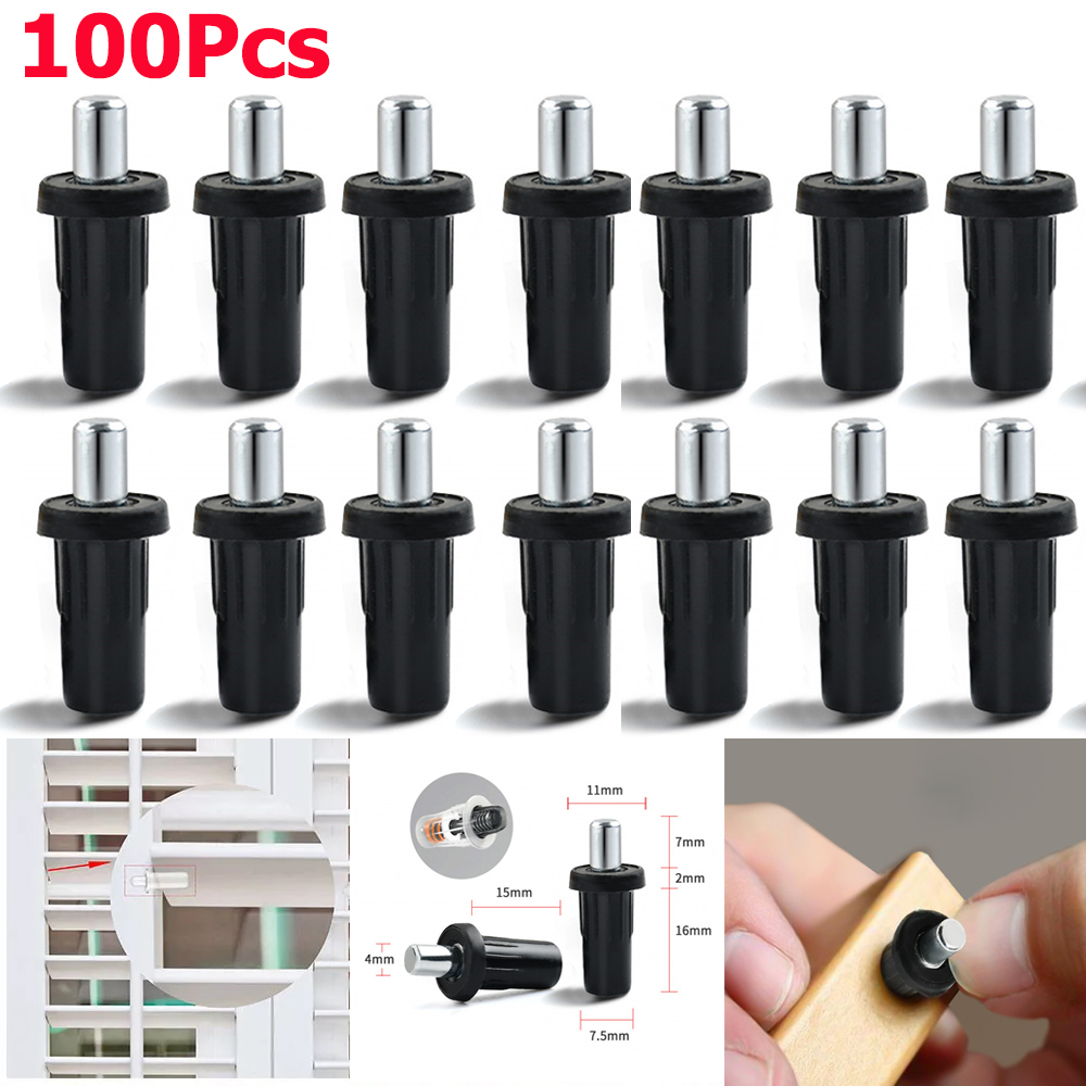 100Pc Large Black Iron Shutter Louvers Blind Repair Pins Spring Loaded Plantation Shutter Replacement Pins Bolt Window Door Home