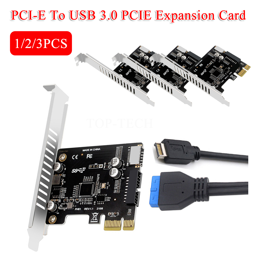 PCI-E - USB 3.0 Type C フロントパネルアダプタ 19ピン PCI-E - USB 3.0 ハブスプリッター拡張カード PCIe ライザー（BTC Chia マイニング用）