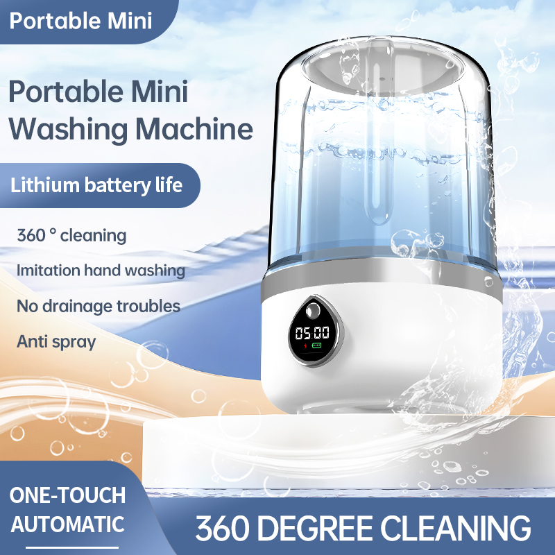 コードレス 1.5L ミニ洗濯機 3600mAh デュアルスピード調節可能旅行用靴下下着ポータブル衣類洗濯カップ