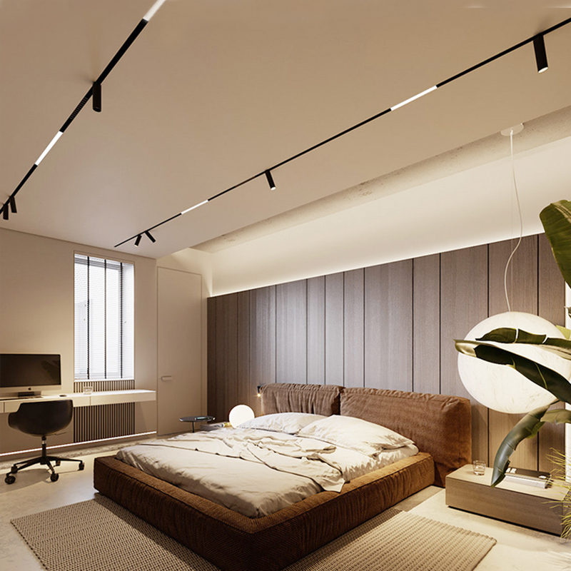 Tuya 調光可能な LED トラック ライト レール埋め込み COB トラック照明器具衣料品店リビング ルーム Hom (複列)