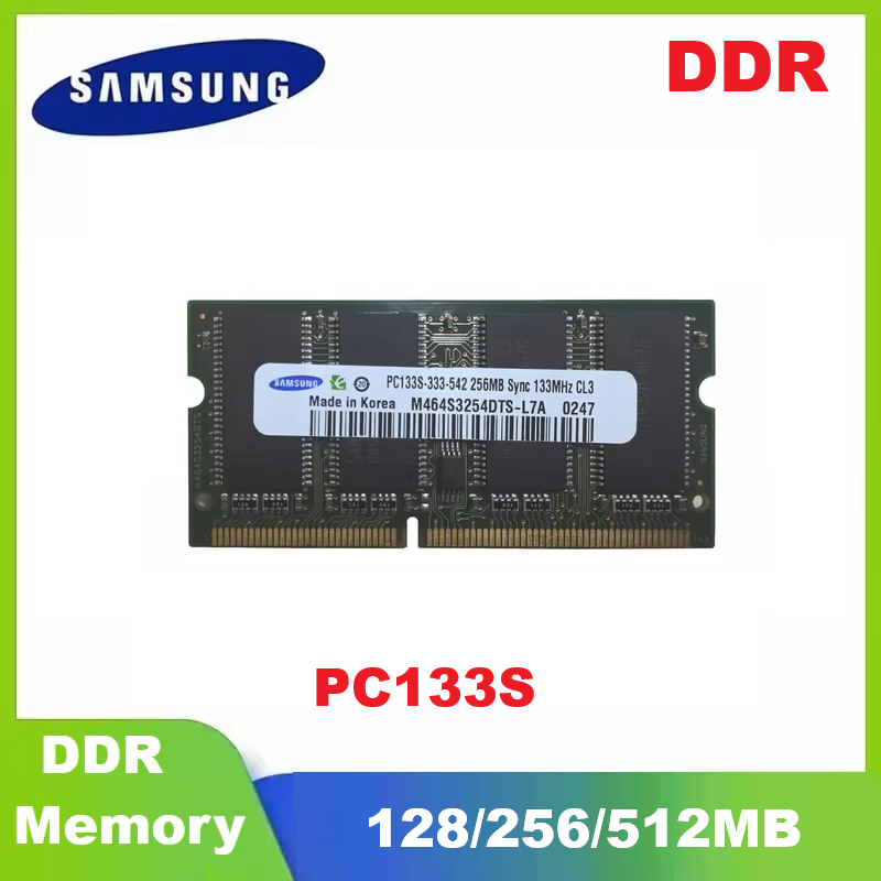 SAMSUNG DDR RAM PC133S 133MHZ ノートパソコン用メモリ 128MB 256MB SODIMM 非パリティアンバッファード SO-Dimm メモリ ノートパソコン用 RAM メモリ