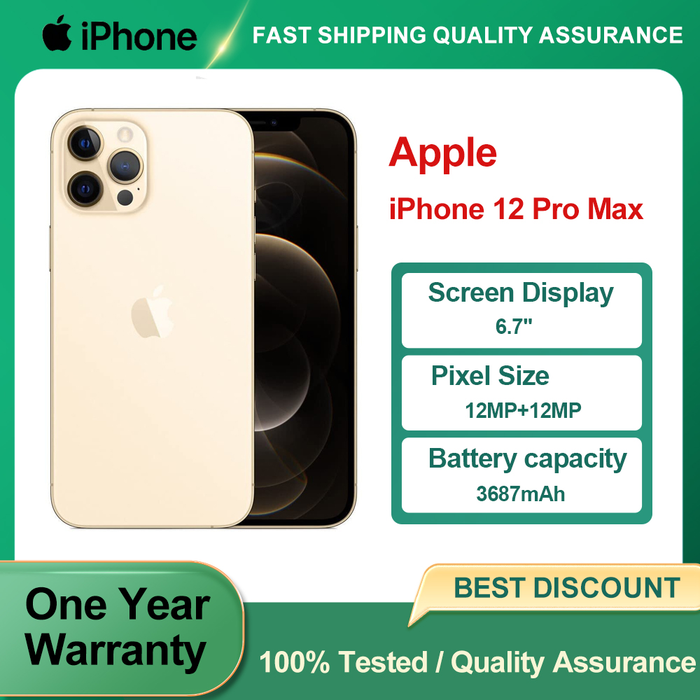 オリジナルロック解除中古 Apple iPhone 12 Pro Max 5G 携帯電話 Face ID 6.7 "128/256GB ROM 12MP カメラヘキサコア IOS スマートフォン