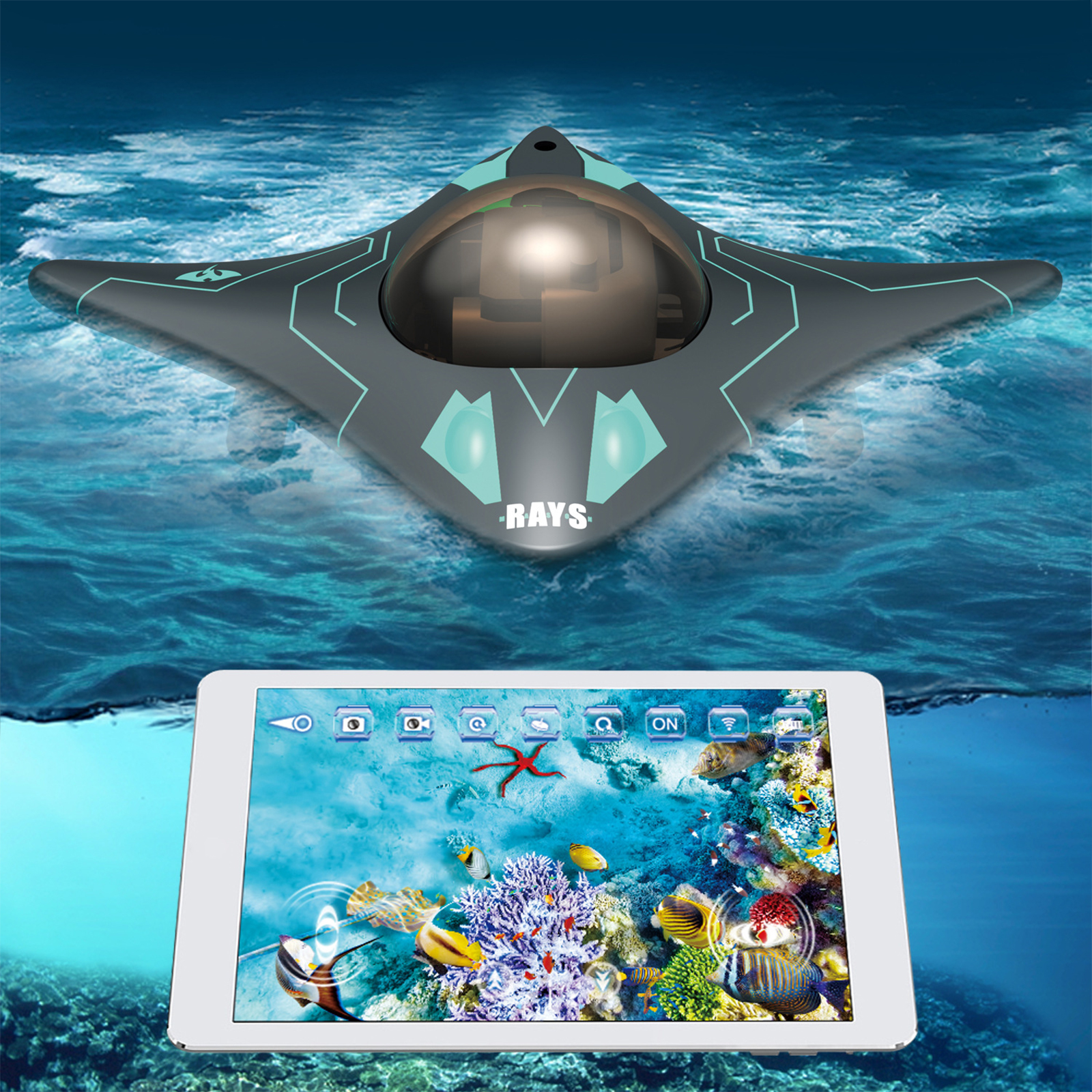 カメラ付き水中潜水艦ドローン 6 CH 防水 RC カメラボートアプリ制御プール用リアルタイム写真