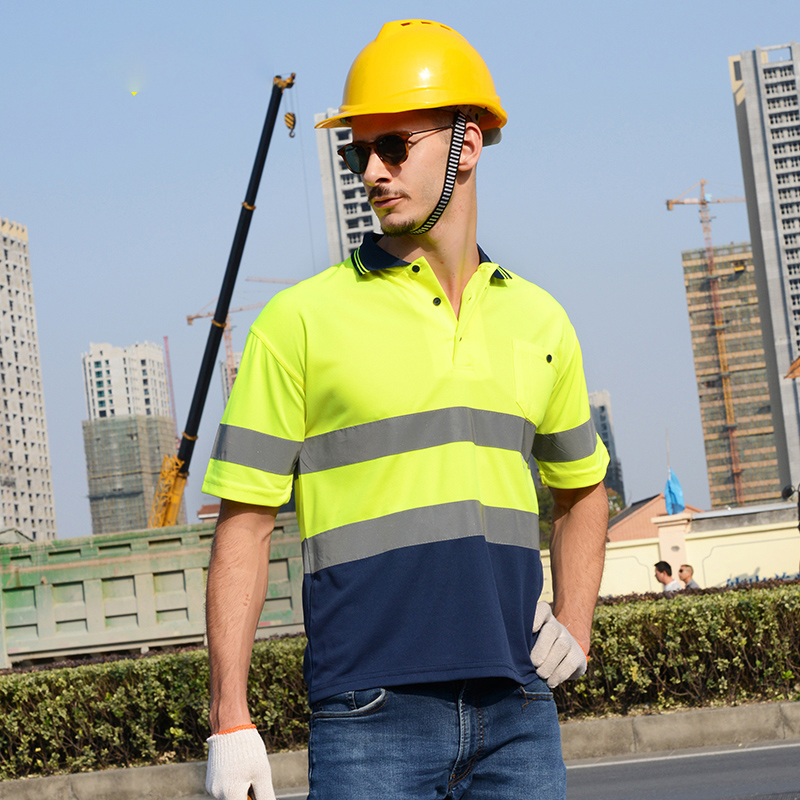 建設作業 Tシャツ男性用ツートンカラー通気性生地夏半袖ガーデンシャツ