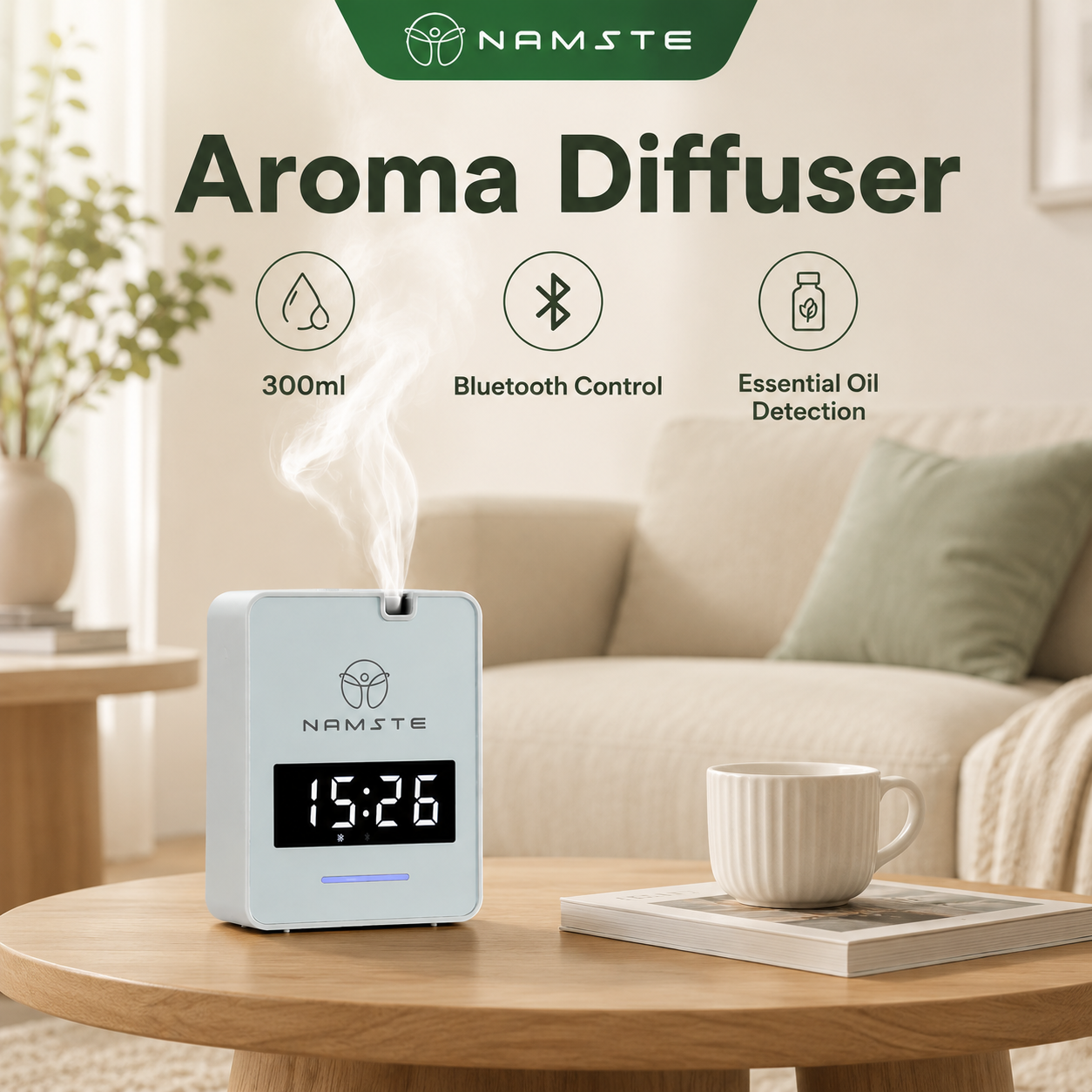 NAMSTE フレグランスディフューザー家庭用カバレッジ 1000m3 ルーム HVAC Bluetooth 制御オイルディフューザーエッセンシャルオイル香水芳香剤