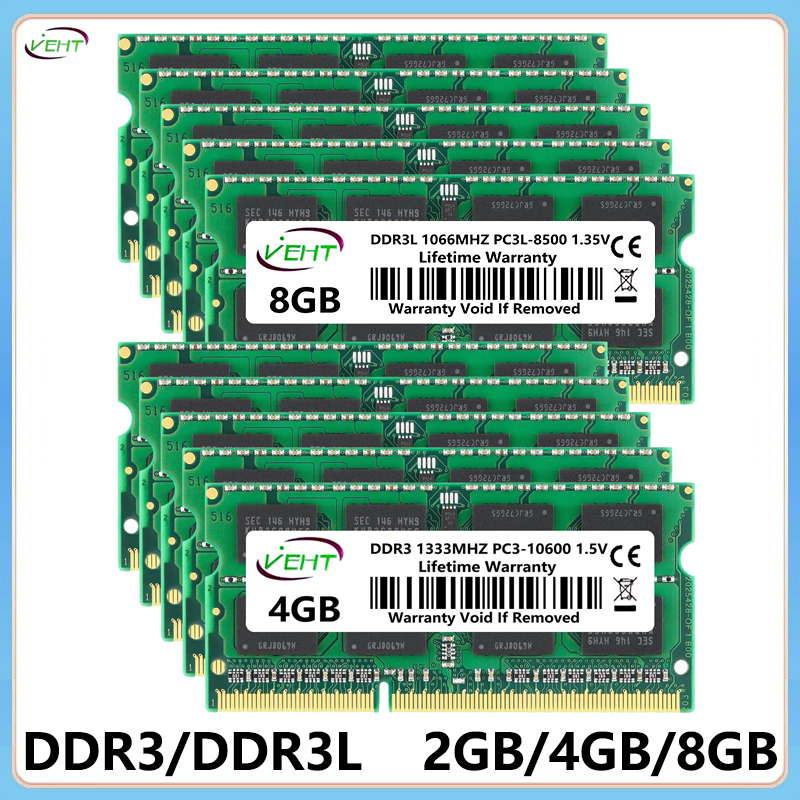 10個入り DDR3 DDR3L 2GB 4GB 8GB ノートパソコン用メモリ RAM 1066 1333 1600MHz PC3 1.5V PC3L 1.35V 8500 10600 12800 204ピン Sodimm メモリ RAM