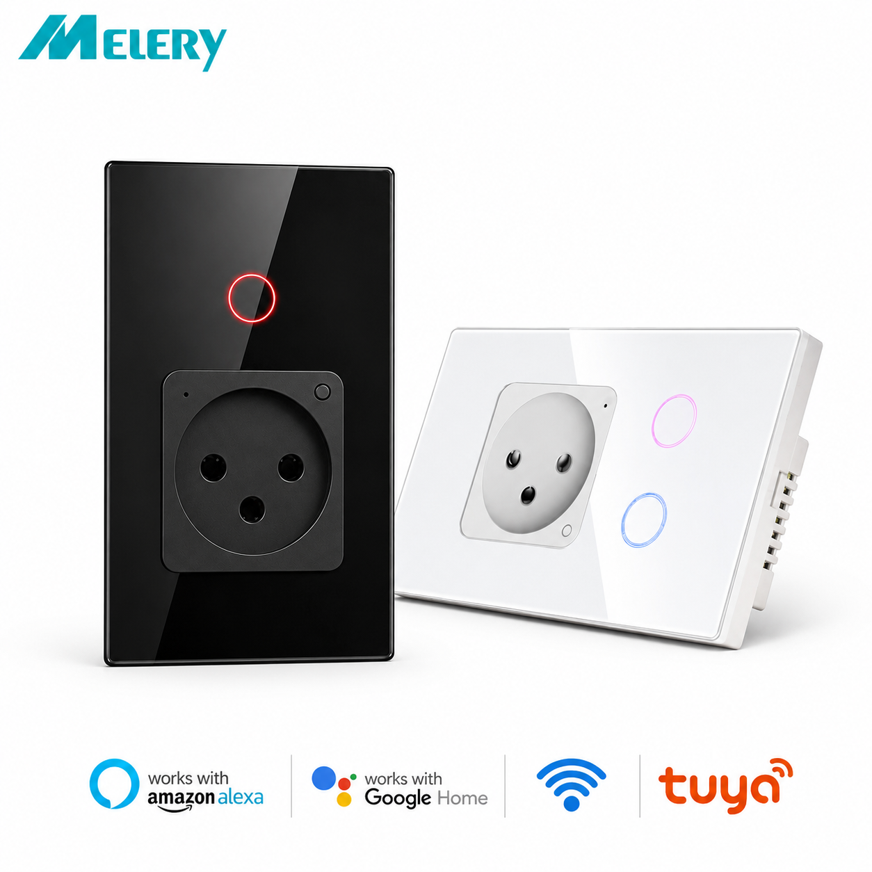 Melery イスラエル壁ソケット Wifi スマートライトスイッチ Tuya プラグコンセントタッチガラスパネルインテリジェント Alexa Google ホーム