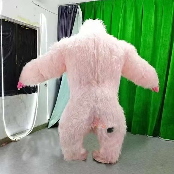 ピンクインフレータブルゴリラマスコットコスチュームスーツイベント着用漫画人形服ハロウィンカーニバル動物コスプレパーティーバッテリーなし