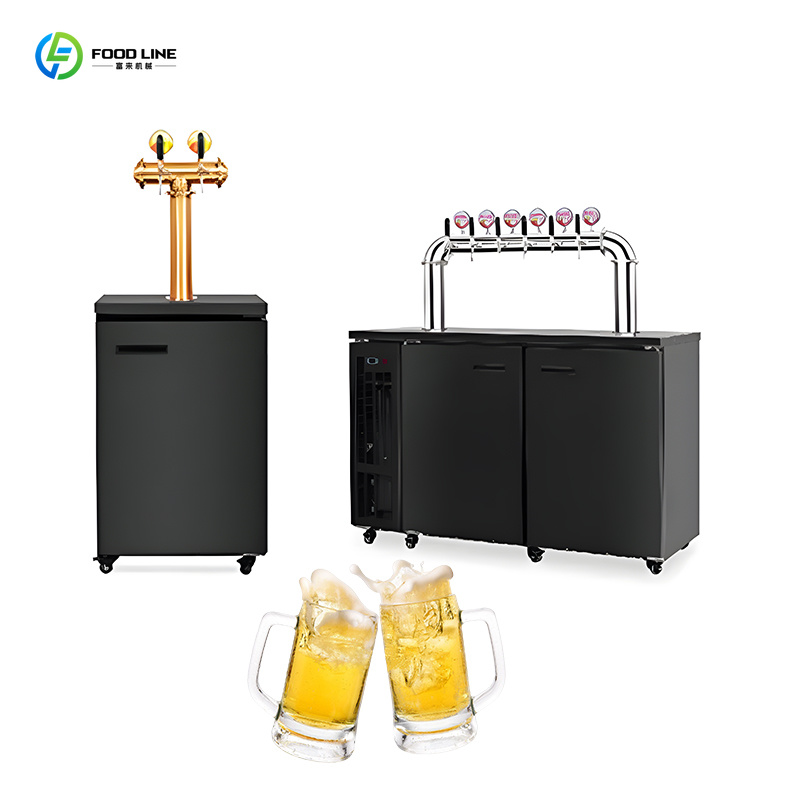 カスタマイズされた義務のビール樽機械ステンレス鋼ボディマルチフレーバービールタワー冷却キャビネットが付いている商業ドラフトビールシステム