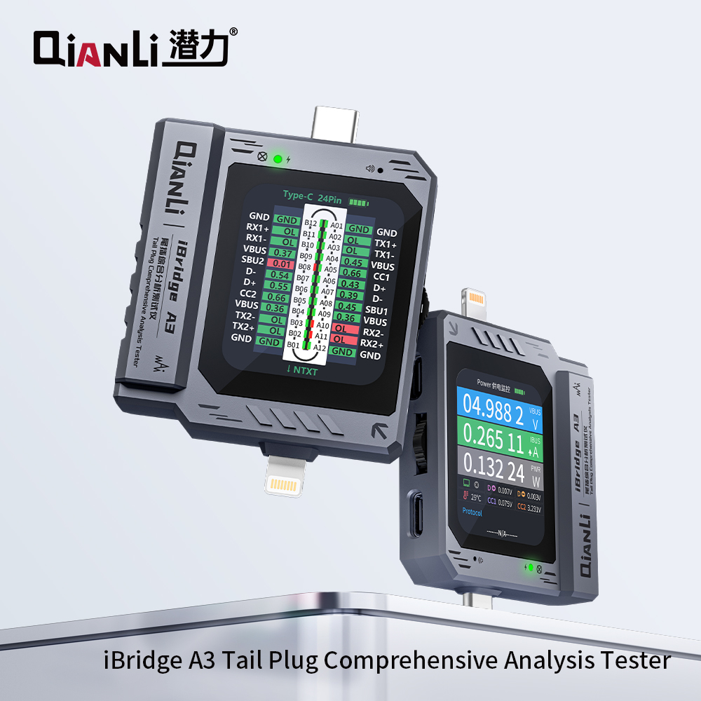 Qianli iBridge A3 テールプラグテスター 包括的な分析 Type-C Lightning インターフェイス iPhone 用自動スキャン SAM 診断ツール