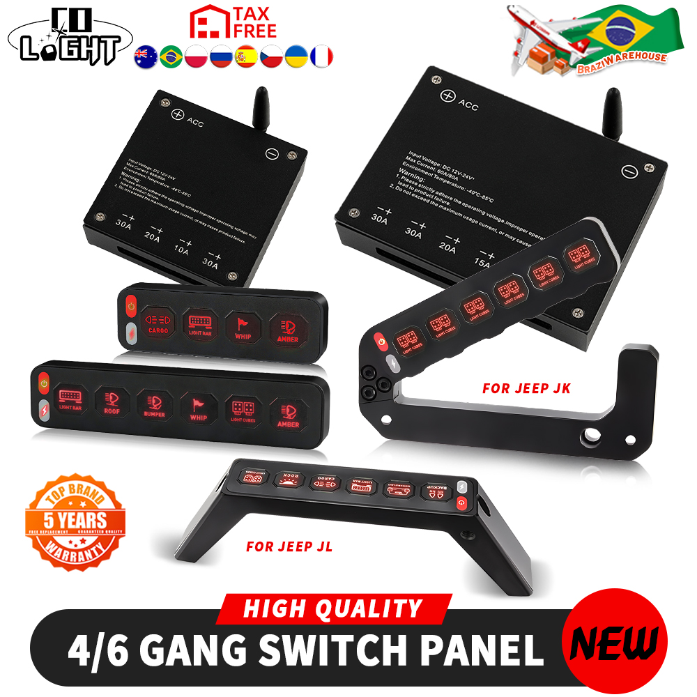 CO LIGHT 6 ギャングスイッチパネル ジープラングラー JK 用 左側 A ピラー 6 スイッチポッド ジープラングラー JL 12V オフロード使用に適合