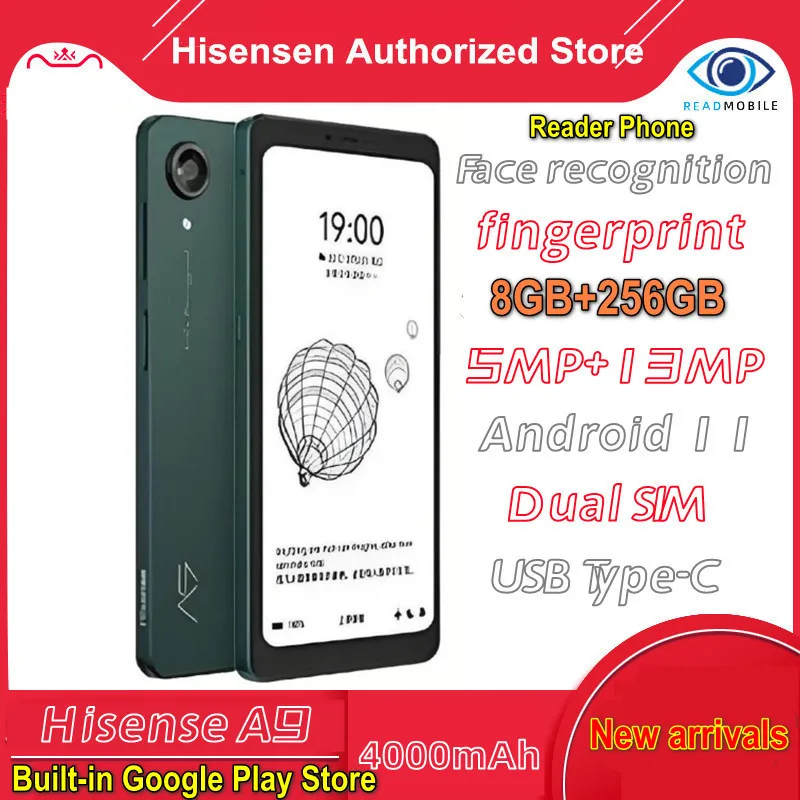 Hisense A9 Ink Screen Phone Multi-language 8GB+256GB HiFi Cold Warm Backlight Electronic Book Readers 6.1Inch EInk Display