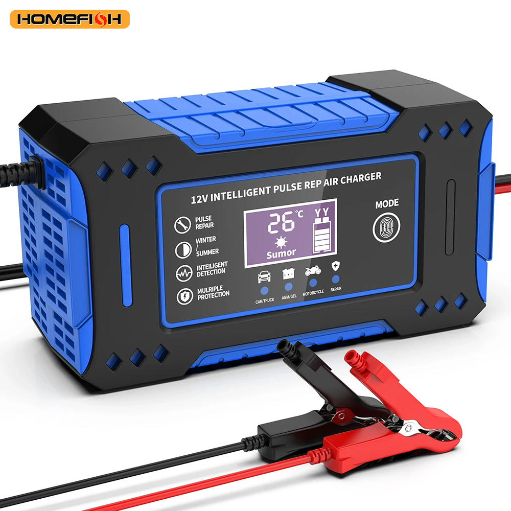 バッテリー修理 LCD ディスプレイ 6A 12V インテリジェントカーバッテリー充電器車とオートバイのバッテリー充電ユニット鉛酸
