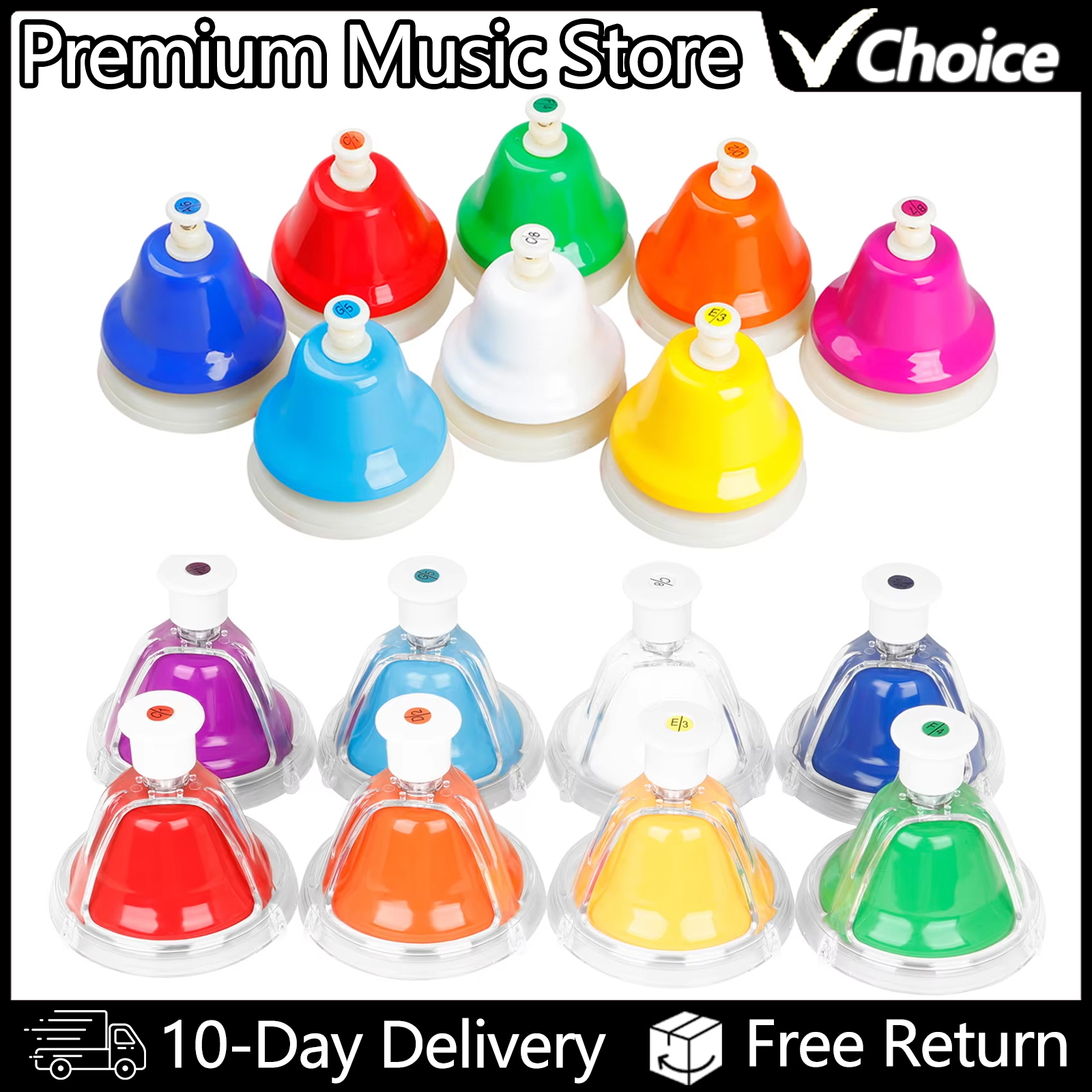 Orff 楽器セット カラフルな 8 音ハンドベル子供の音楽おもちゃ赤ちゃん早期教育美しいクリスマスギフト