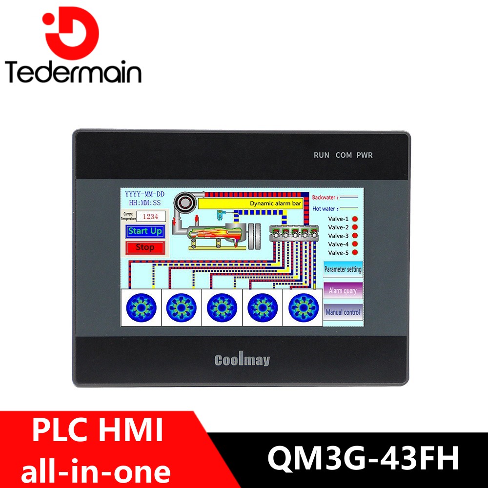 Coolmay 4.3 インチ統合 HMI PLC コントローラ QM3G-43FH 産業用オールインワン PLC プログラマブルロジックコントローラタッチスクリーン