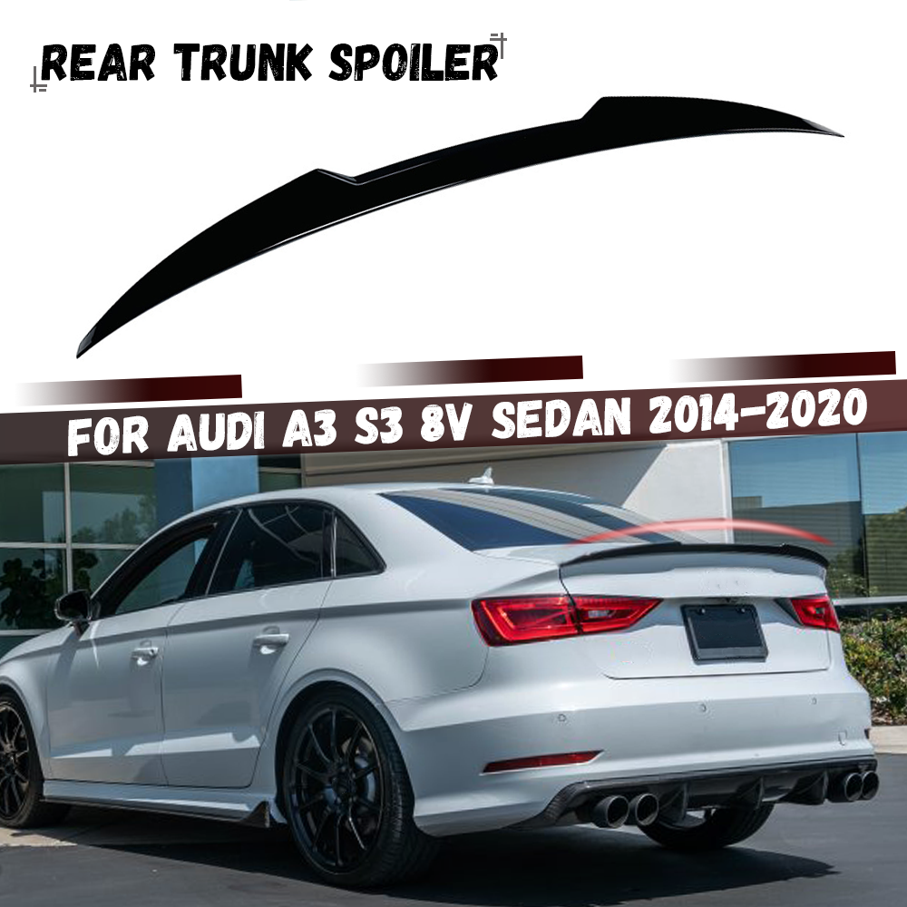 アウディ A3 S3 8V セダン 2014 2015 2016 2017 2018 2019 2020 車のリアルーフスポイラースプリッターウイングリアトランクルーフリップキャップ