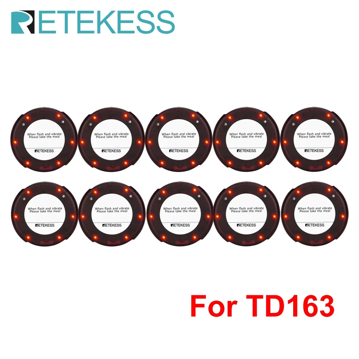 RETEKESS 10個入りコースター型ページャー受信機 ワイヤレス呼び出しシステム TD163 レストラン、コーヒーショップ、教会、クリニック、美容院向け