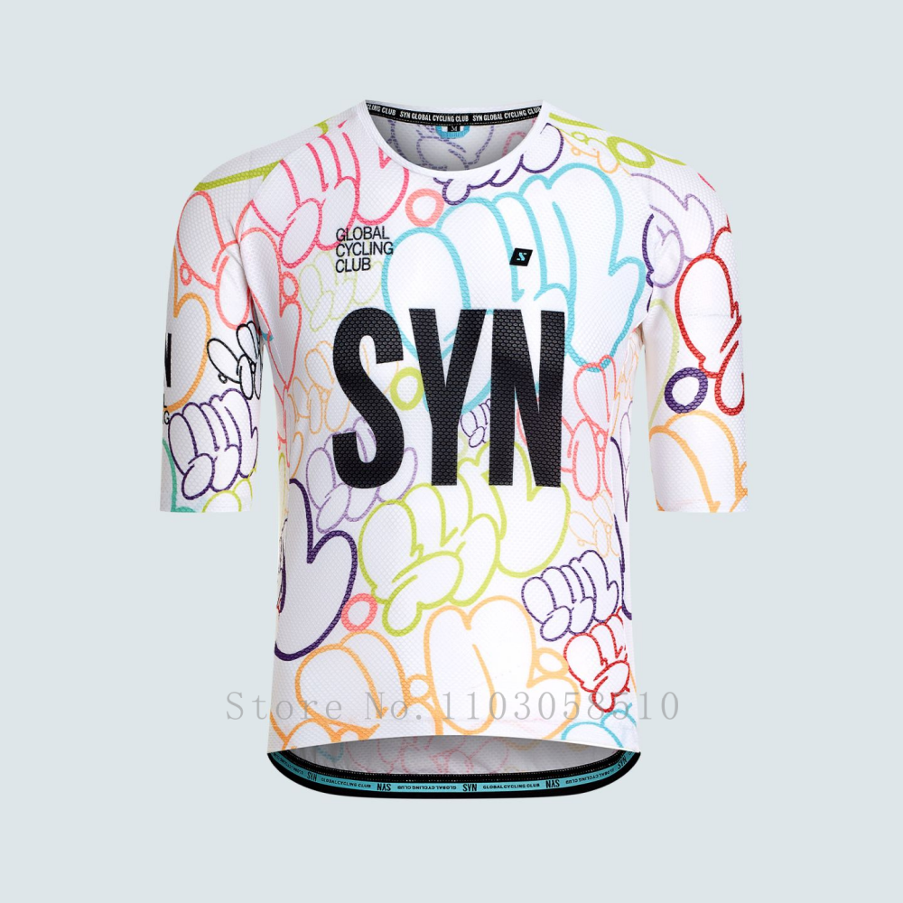 SYN メンズ サイクリング ジャージ 3 つのポケット付き夏通気性ロード サイクリング半袖サイクリング ジャージ マウンテン バイク ウェア