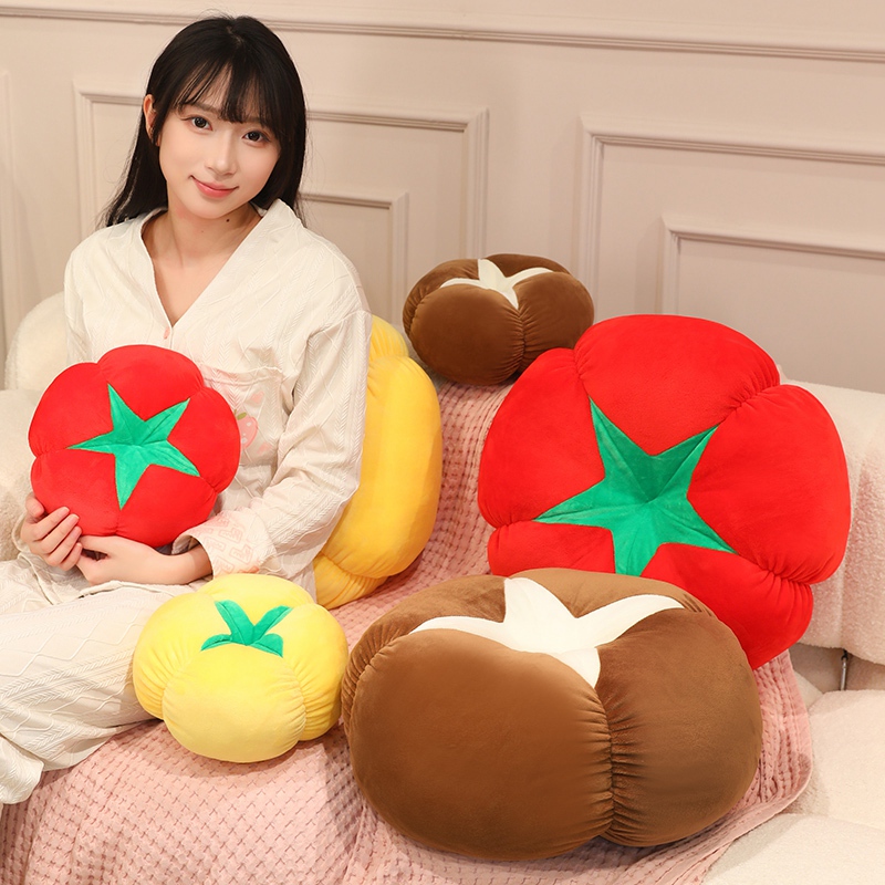 25/45 センチメートルフルーツぬいぐるみ枕ぬいぐるみトマトキノコ柿ラウンドシートクッションバックサポートぬいぐるみソファ椅子の装飾ギフト