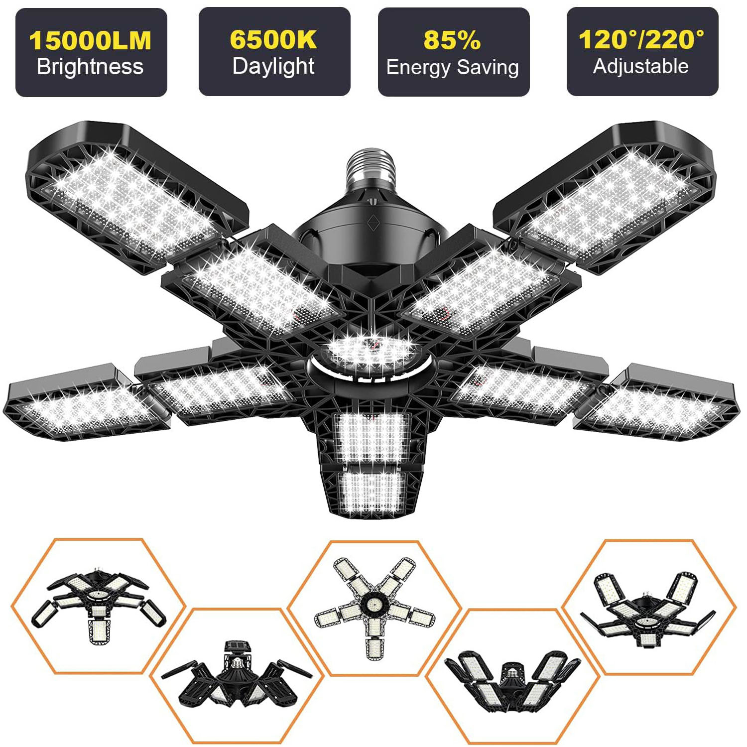 LED ガレージライト 7/10 1 調整可能なパネル E26/E27 天井ショップワークランプ 150 ワット 6500 K 電球ワークショップ産業用照明