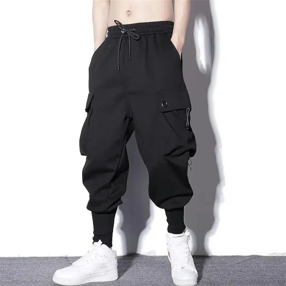 男性用ワークウェアパンツ、トレンディな紳士服春と秋、トレンディなブランドワークウェアパンツメンズスポーツハーレムパンツ男性