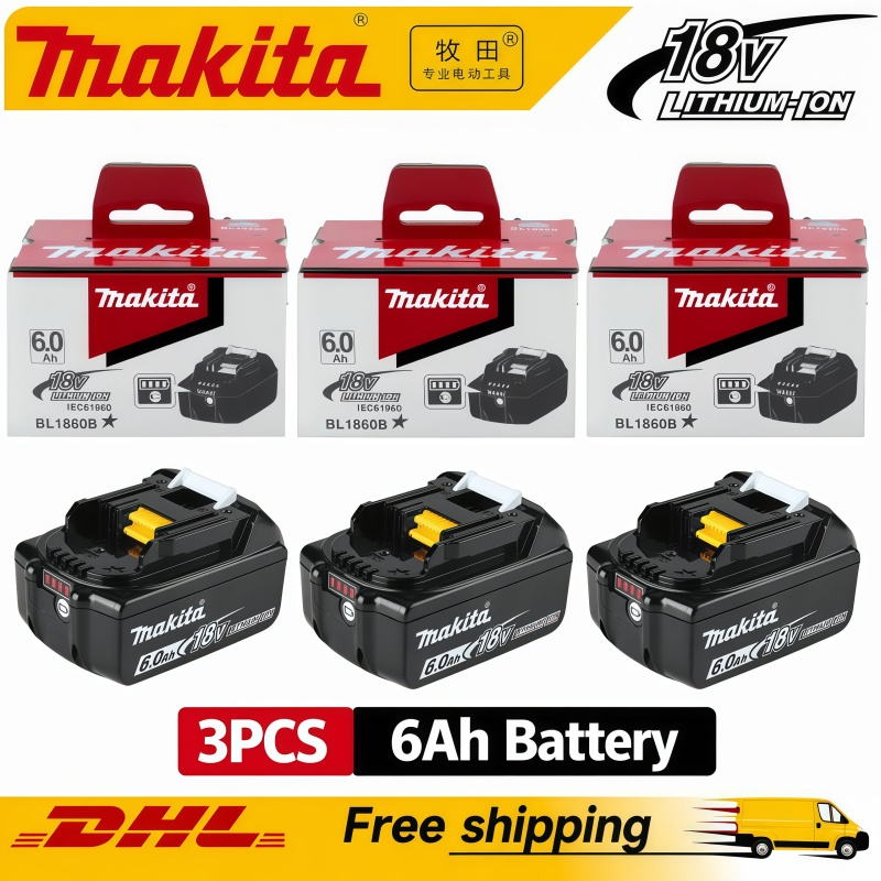 100% オリジナルマキタバッテリー、18V 6.0Ah 充電式バッテリー、マキタ BL1830B L1840B L1850B L1860B の交換用、電動工具バッテリー