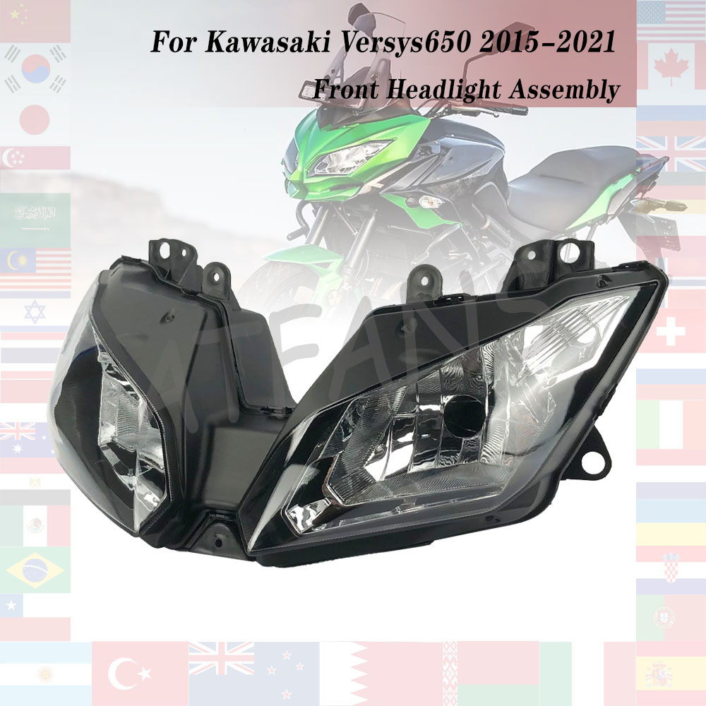 カワサキ 2015-2021 Versys 650 KLE650 Versys650 KLE 2016 2017 2018 2019 2020 オートバイフロントヘッドライトヘッドランプアセンブリ