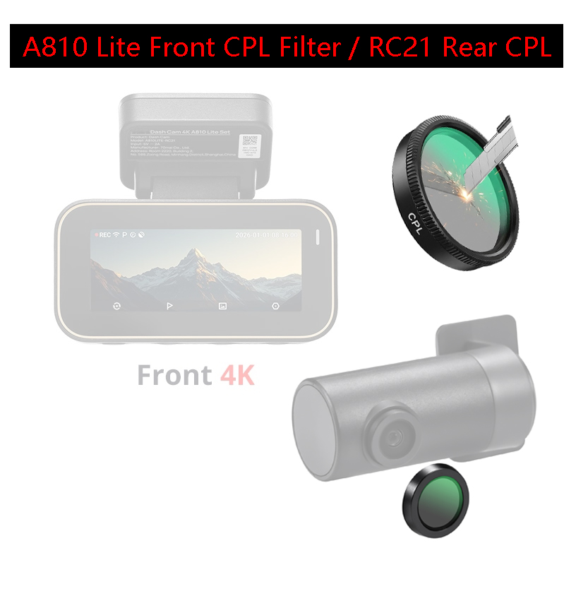70mai A810 Lite フロント HD CPL フィルター HD レンズ防塵アンチグレア 70mai リア CPL フィルター