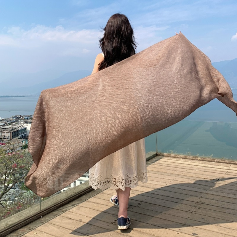 新しい 9Pure 色しわ 70 × 170 センチメートル旅行ビーチスカーフビキニショールサロンラップスカーフ女性ブラジル水着水着カバーアップ