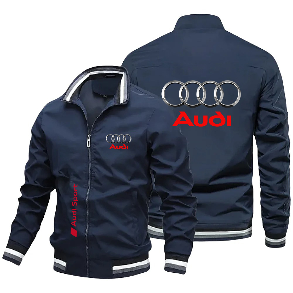 2026 AUDI 春秋ジッパージャケット、ユースサイドポケットカジュアルスポーツジャケット、