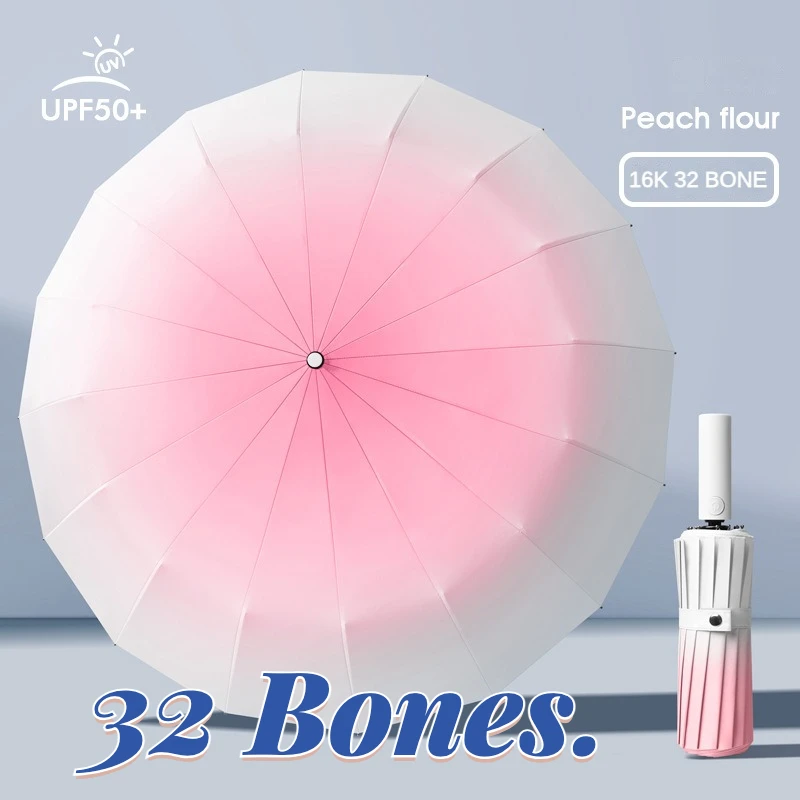 32 Bone 自動グラデーションカラー傘 メンズ レディース 大型 3つ折り 防風・防水・日除け・UVカット傘