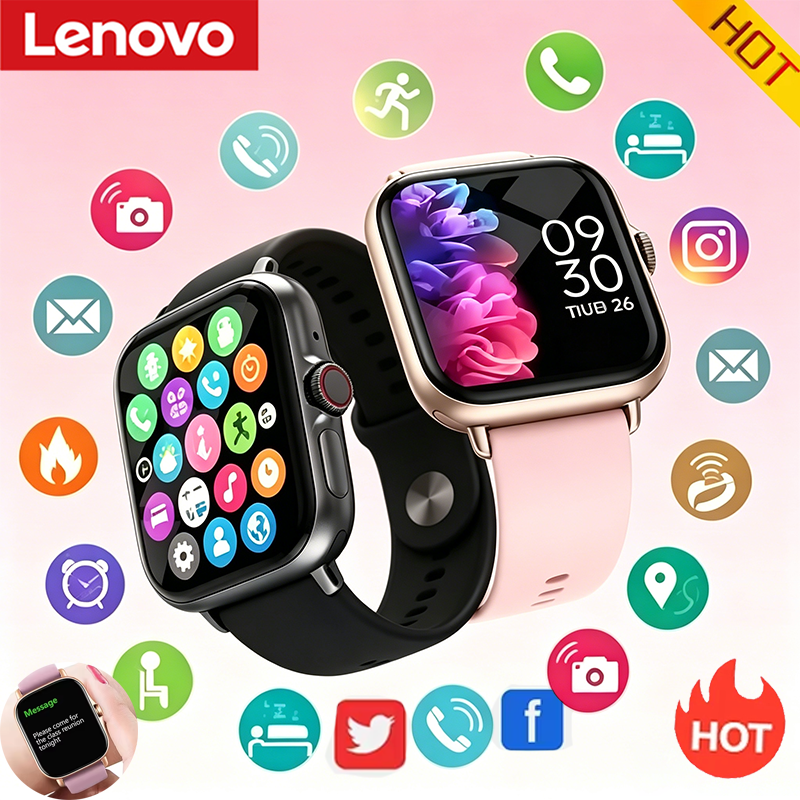 Lenovo 1.83 ''スポーツスマートウォッチ防水フィットネススマートウォッチワイヤレス通話時計ヘルスモニター腕時計男性女性 IOS Android