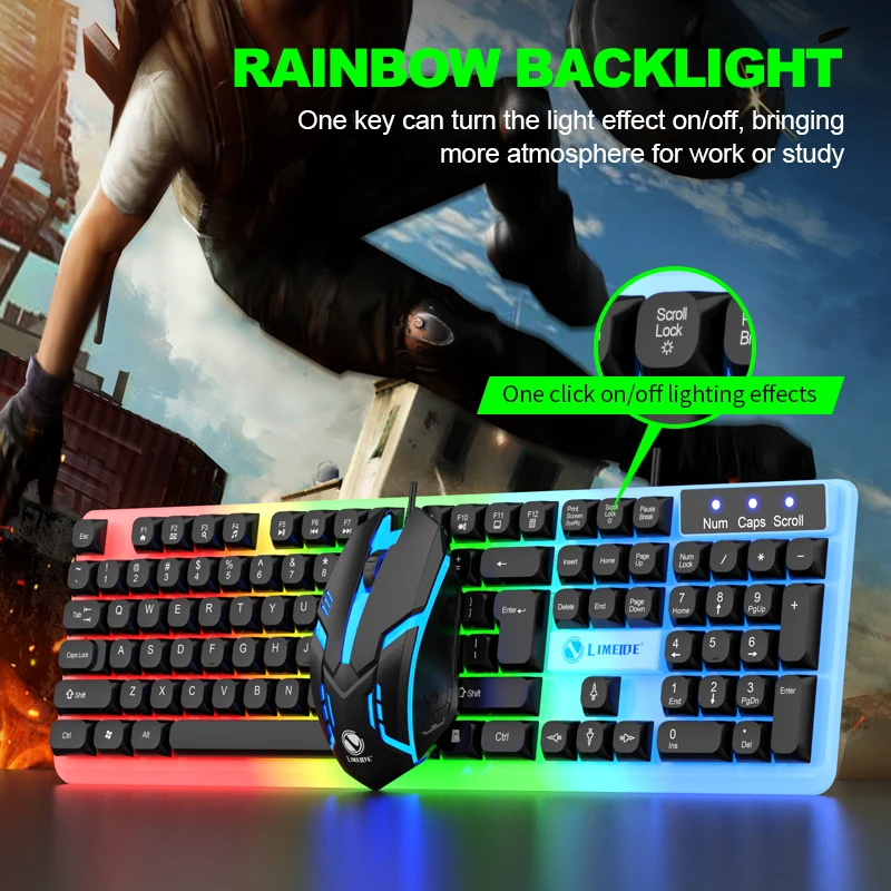 NG GTX350 ゲーミングキーボードマウスコンボコンピュータラップトップバックライトゲーマーキット LED 有線 USB キーボード GTX350 セット-ブラック
