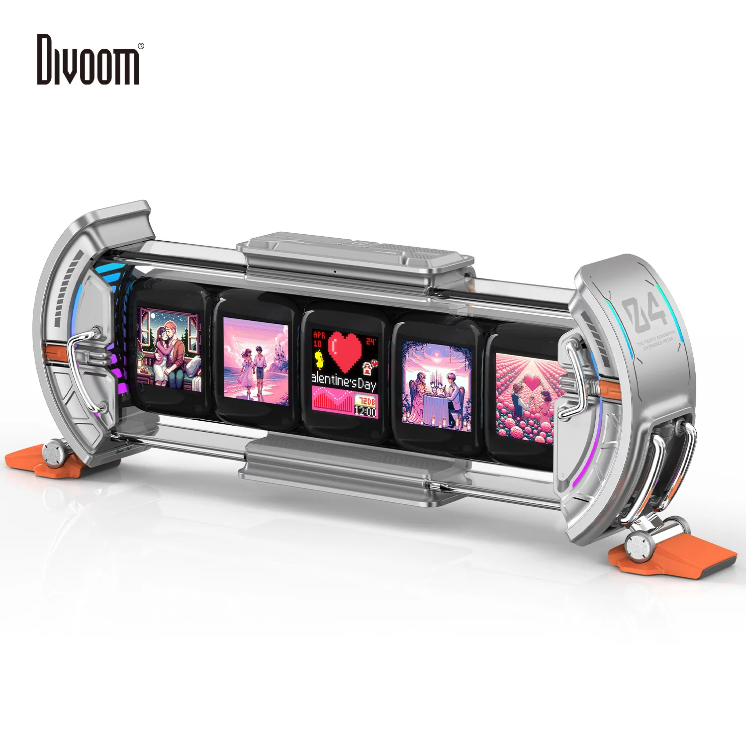 Divoom Times Gate - サイバーパンク ゲーム セットアップ スマート APP コントロール付きデジタル時計 WiFi 接続 RGB LED ディスプレイカスタマイズされたギフト