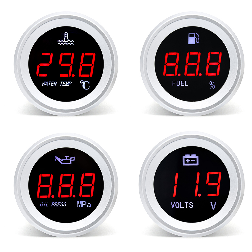 HD 52MM Car Water Temperature Gauge / Oil Level Gauge / Voltmeter Fuel Pressure Meter with 0-1.00 Mpa Oil Press Sensor 0~190 Ohm