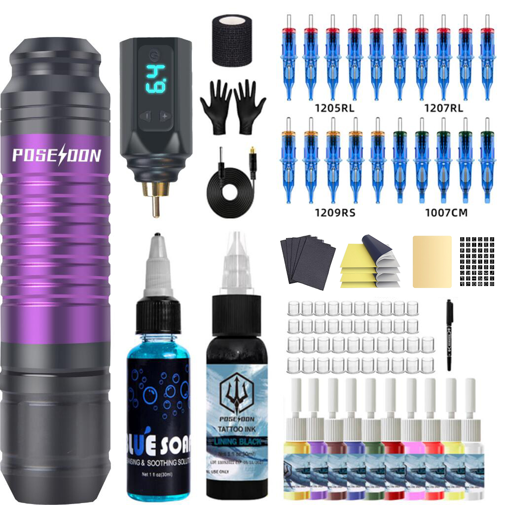タトゥーペンキット POSEIDON タトゥーペンキット電源 RCA インターフェースタトゥーキットタトゥーガンキットタトゥーロータリー電動ペン