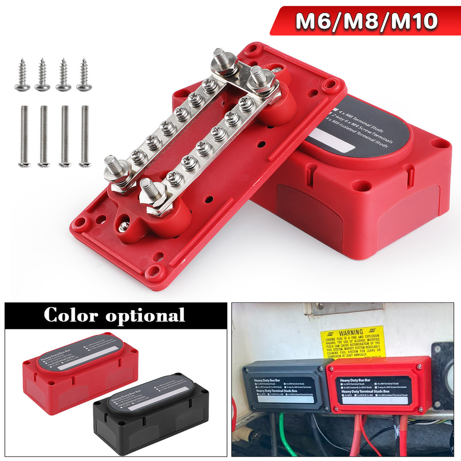 M6 /M8/M10 端子スタッド用カーボート 48V 300A ヘビーデューティバスバー配電端子ブロック銅電気バスバー