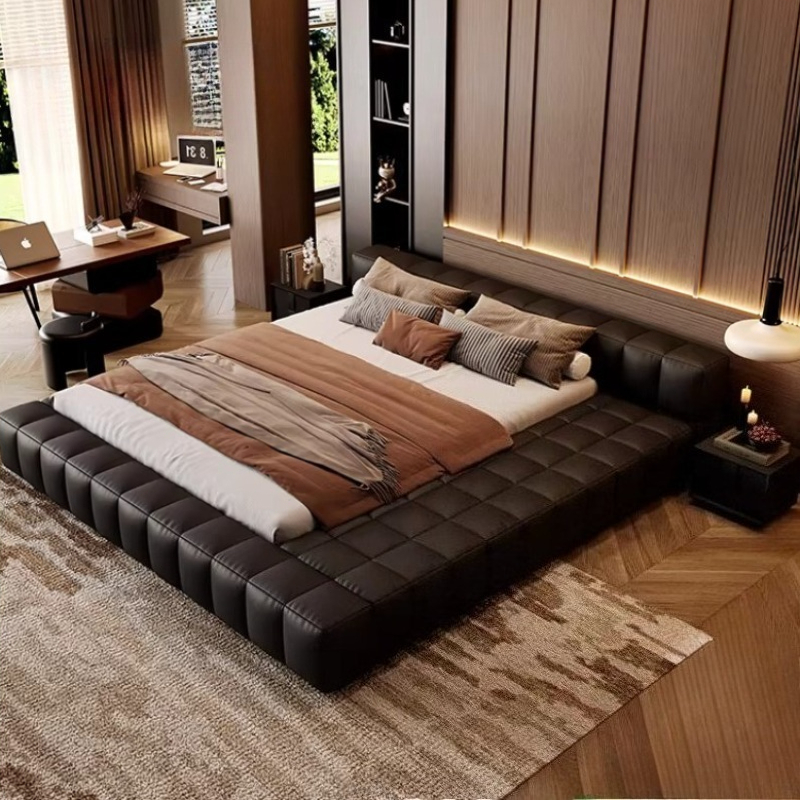 150x200 180x200 cm 高級レザー畳ベッドダブルクイーンベッド 2 人用フレーム寝室ベッドとベッドフレーム寝室家具