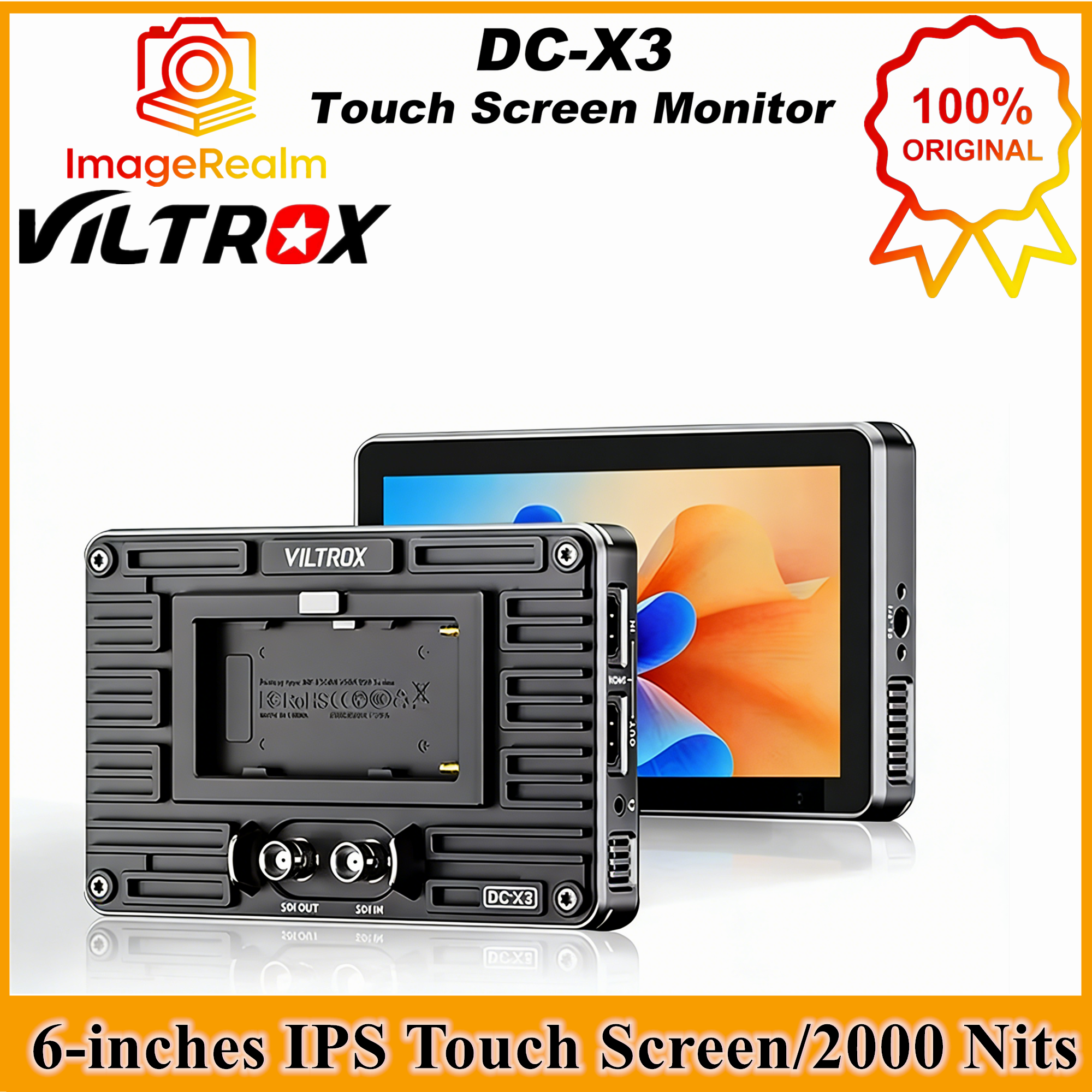 Viltrox DC-X2 DC-X3 ポータブルモニター 6 インチ 2000 ニット 4K タッチスクリーンプロの写真 HD FHD カメラモニター Vedio 用