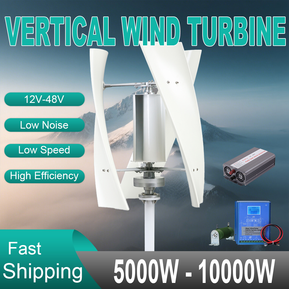 5000 ワット風力タービン 12V 24V 48V フリーエネルギー風力タービン発電機 10KW 無料 MPPT コントローラバッテリー 220V 家庭用